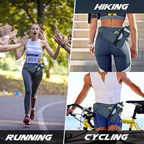 HOTEMIA Fanny Pack with Water Bottle Holder, Hydration Running Belt for Men Women Adjustable Strap Waist Bag Suitable for Hiking Running Walking Jogging Camping (Bottle Not Included) (Dark Grey) - color: Dark Grey