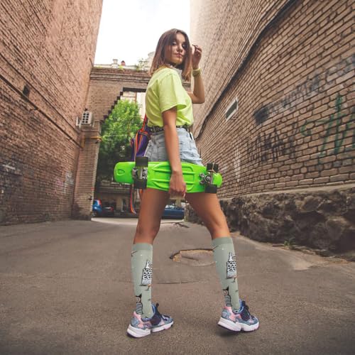 Junely Compression Socks for Women Knee High Stockings Funny Cute - color: A09owl