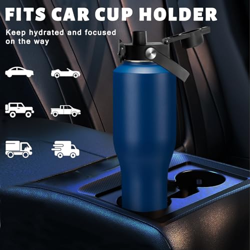 40 oz Vacuum Insulated Water Bottle, Fits Car Cup Holder – Leak Proof Mug - color: Navy Blue, size: 40 Ounces