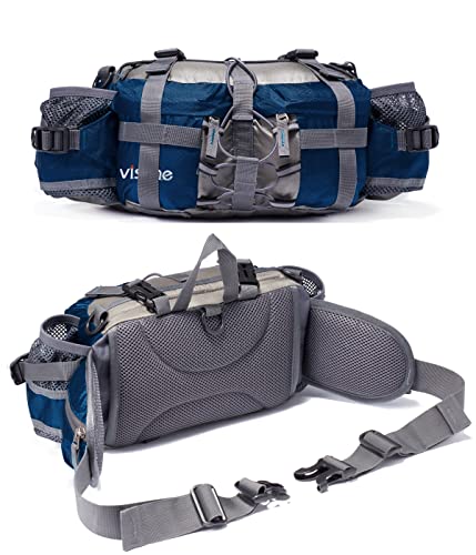 Outdoor Fanny Pack Hydration Waist Pack 2 Water Bottle Holder Men Women - color: Blue