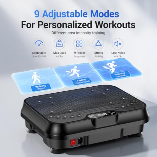 Vibration Plate Exercise Machine 350lbs Capacity Full Body Shaker - color: Deep Black