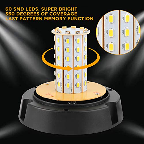 ASPL 2pcs LED Warning Flash Beacon Lights, 60 LED Amber Warning Safety Flashing Strobe Lights with Magnetic and 16 ft Straight Cord for Vehicle Truck Tractor Golf Carts UTV Car Bus,12V-24V - size: 2PCS