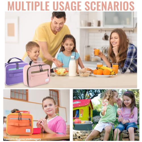 Genteen Kids Insulated Lunch Box for Boys Girls,Back to School,Office - color: C-1pk Light Pink