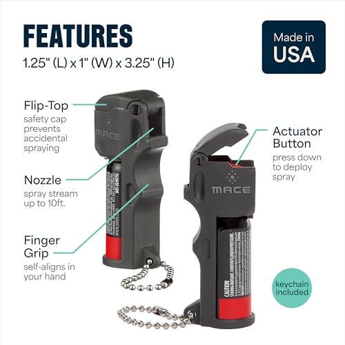 Mace Personal Safety Alarm & Mace Pepper Spray Kit - Loud 130db Siren with Built in Emergency Whistle, 10 Feet Range Pocket Model (0.42 oz) Self Defense Pepper Spray for Women & Men - color: Black