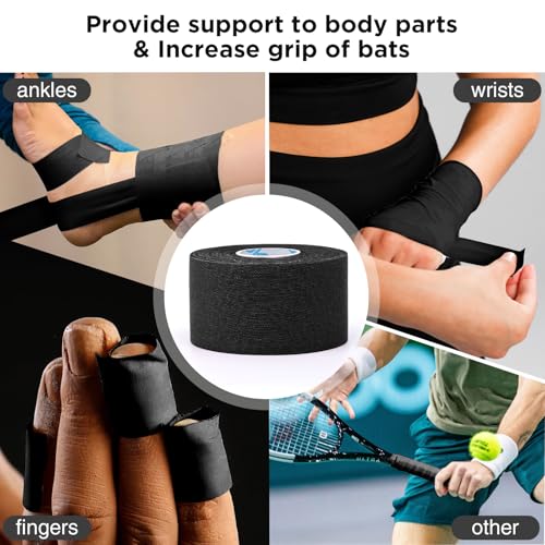 OK TAPE 4 Rolls Black Athletic Tape, Sports Tape, Very Strong, Easy Tear - color: Black-4 Rolls, size: 15 yards