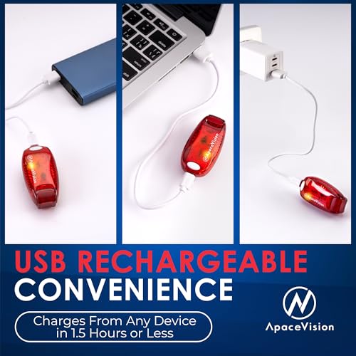 EverLightFX USB Rechargeable LED Safety Light 2 Pack, Clip On Strobe Light - color: Red