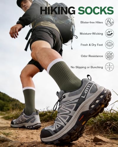 TANSTC Merino Wool Hiking Socks, Moisture Wicking Socks for Men & Women - color: Long-colourful (3 Pairs), size: 6-8