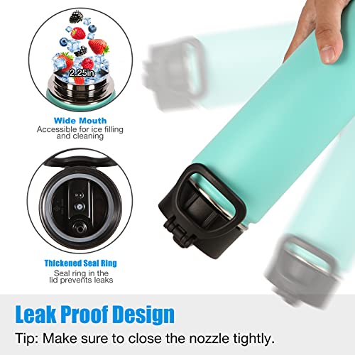 Volhoply 24oz Insulated Water Bottle with Straw Lid, Mint, 1-Pack - color: Mint