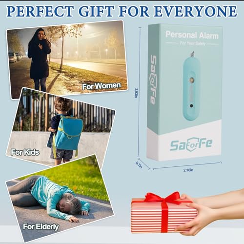 Personal Safety Alarm - Waterproof Rechargeable Security Alarm - 140dB Extra Loud Siren & Strobe Light - Self Defense Keychain - Gift for Women, Teenagers, College Girls, Seniors (Aqua) - color: New Aqua