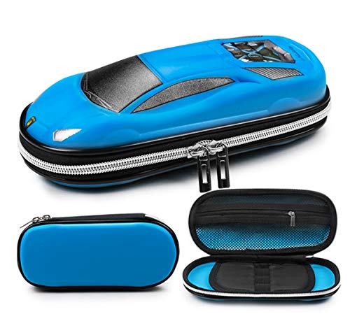 Surpop Supercar Pencil Case, EVA Hard Shell for Kids and Teens, Blue - color: Blue