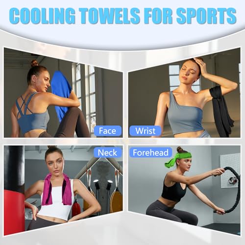 4 Pack Cooling Towels, Soft Breathable Cooling Towels for Neck and Face - color: Royal Blue/Green/Pink/Black