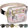 Capolo Fanny Packs for Women 4 Zip Pocket Crossbody Belt Bag Waist Bags - color: Flamingo, size: Medium