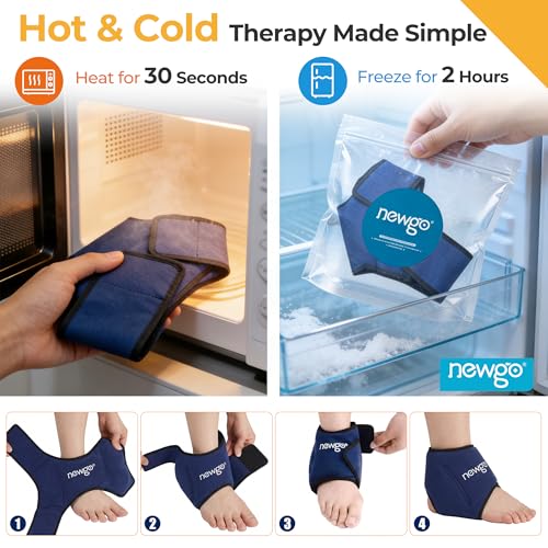 NEWGO Ankle Ice Pack – Adjustable Brace for Plantar Fasciitis & Swelling