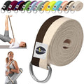 TECEUM 2 IN 1 Yoga & Mat Strap for Stretching – Cotton – 6/8/10 ft - color: Brown Beige, size: 6 ft