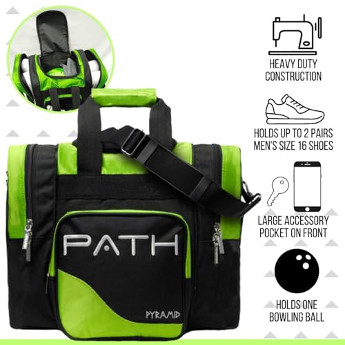 Pyramid Path Pro Deluxe Single Bowling Ball Tote - Holds One Ball, One Pair Shoes Up to Mens 15 - color: Lime Green