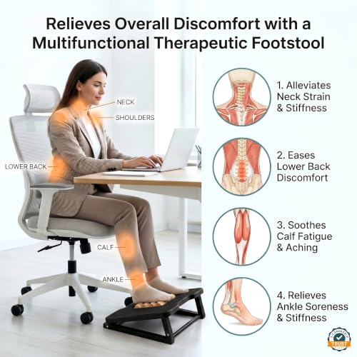 Bamboo Under Desk Foot Rest Foot Stool Rocking Footrest (Black Triangle) - color: Black, size: Triangle