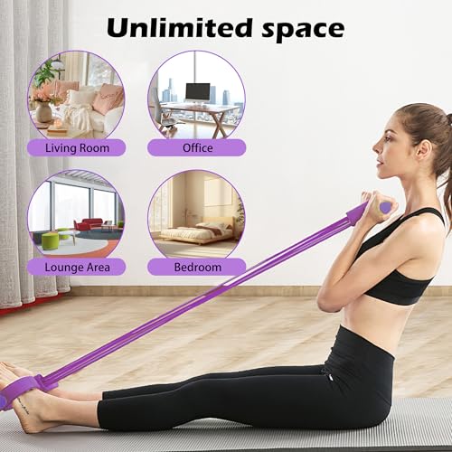 Multi-Function Tension Rope Band & Pedal Puller Resistance Band, 6-Tube Elastic Yoga Pedal Puller Resistance Band, for Abdomen/Waist/Arm/Leg Stretching Slimming Training - color: Purple-6 tube