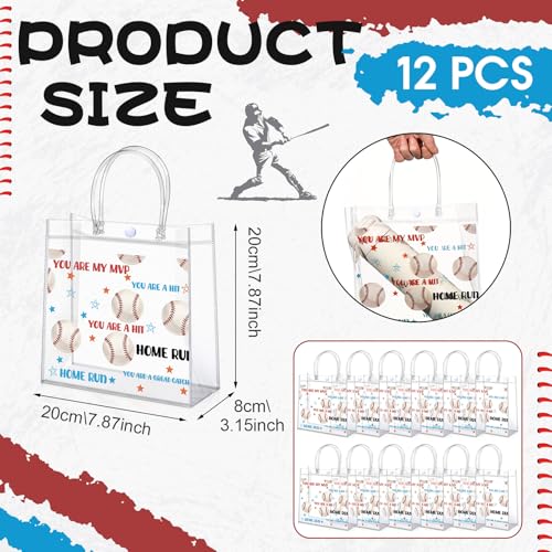 Aliceset 12 Pcs Baseball Gift Bags Bulk with Handles - style: Baseball