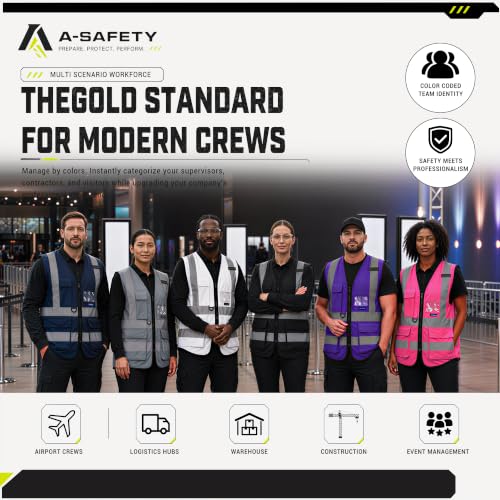 A-SAFETY High Visibility Vest construction vest black - color: Black, size: X-Large