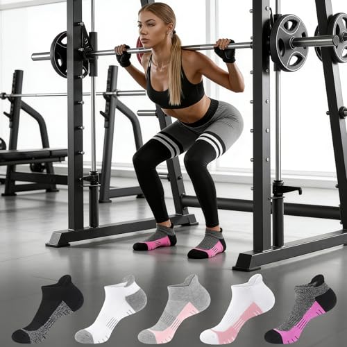 cuangya Ankle Socks Women Athletic Running Cushion Low Hiking Sock 5-6 Pair - color: 5 Pairs Classic Retro, size: 5-8