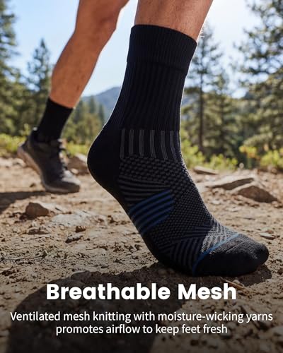 3 Pairs Running Compression Socks for Men & Women Crew Socks with Cushion - color: Black+white+navy(3 Pairs), size: X-Large