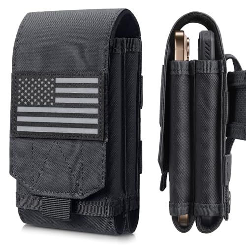 Universal Phone Pouch with MOLLE Attachment for EDC Outdoor & Tactical Gear - color: Black