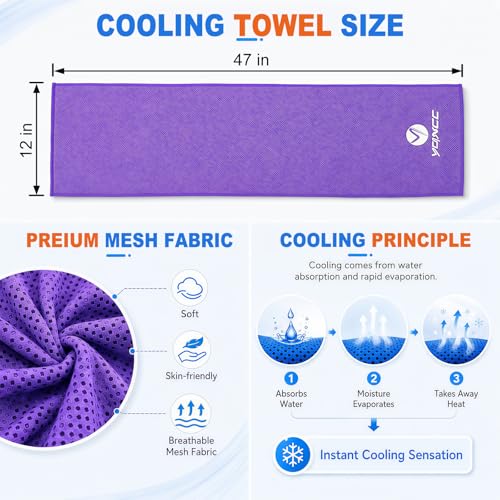 YQXCC 2 Pack Cooling Towels (47"x12"), Ice Cool Towel for Neck & Face - color: Purple/Pink