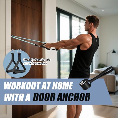WHATAFIT Resistance Bands with Handles, 150 lb Exercise Bands Set - color: Blue 16PCS