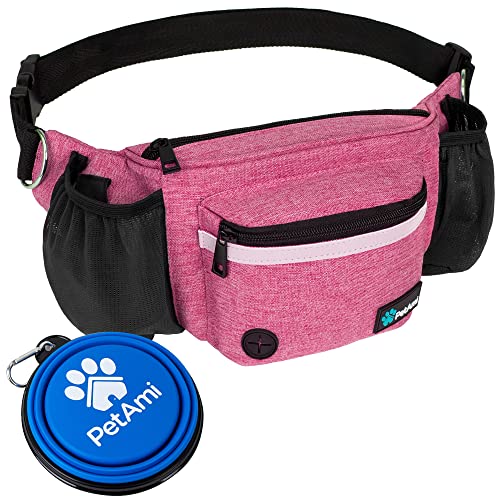 PetAmi Dog Fanny Pack, Treat Pouch for Dog Walking Training, Pink - color: Pink