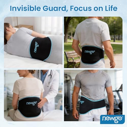 NEWGO Gel Ice Pack for Back Injuries and Pain Relief, 2 Pack Lower Back Ice Pack Wrap for Hot Cold Therapy, Lumbar Surgery, Sciatica, Herniated Disc, Coccyx Tailbone Pain - Black - size: Gel Pack