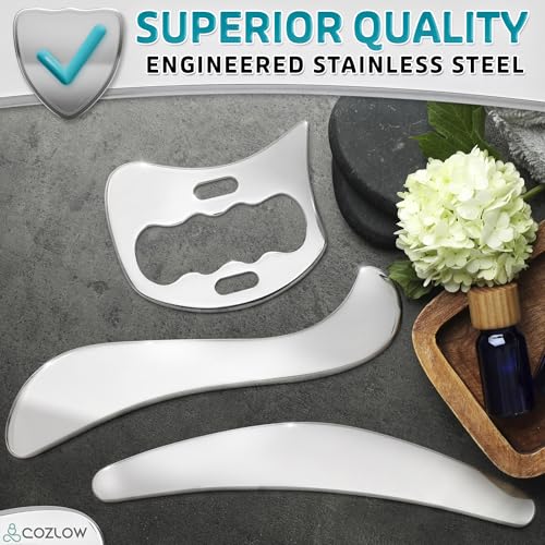 3 Pieces Muscle Scraper Stainless Steel Fascia Release Gua Sha IASTM Tools - style: Style B (3in1)