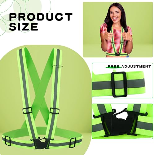 12 Pcs Reflective Safety Vests Visibility Reflective Straps Gear Adjustable Reflective Running Vests for Traffic Control Night Cycling Walking