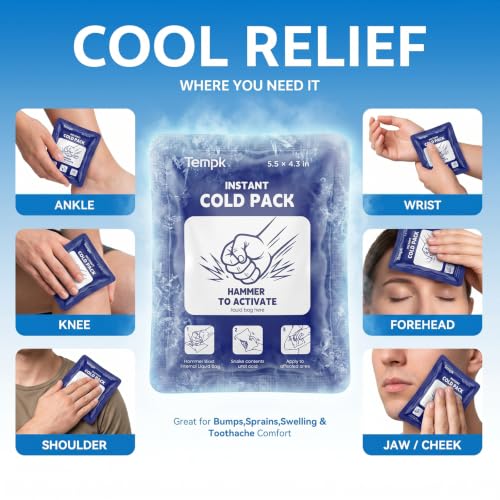 new 25packs Instant Ice Packs for Injuries | Disposable Cold Compress Ice Pack for Pain Relief, Swelling, Inflammation, Sprains, Toothache - Cold Pack for Athletes
