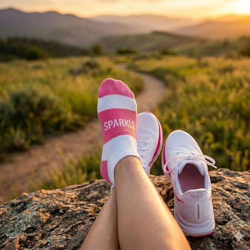 Gone For a Run Motivational Ankle Running Socks - Affirmation Runners Gifts - color: Sparkle (Fuschia)