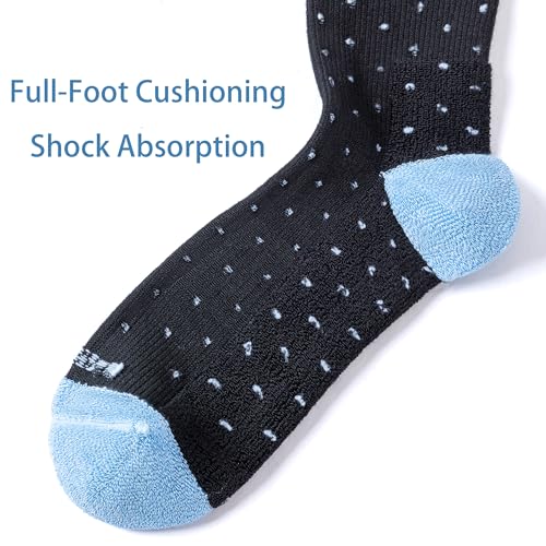 LEVSOX Thicker Bamboo Viscose Compression Socks 20-30 mmHg Cushioned - color: Black Polka Dots, size: Large