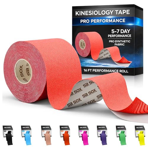 SB SOX Pro Kinesiology Tape, Synthetic Latex-Free, 16 ft (Red - Uncut) - color: Red - Uncut