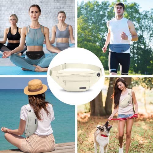 Crossbody Bag Fanny Pack for Women Travel Essential with Adjustable Strap - color: Beige, size: Large