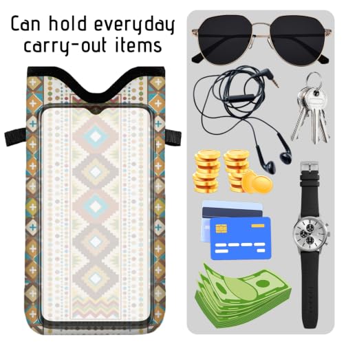 GLOBLELAND Pattern Cell Phone Sleeve Pouch Case Bag with Crossbody Strap Neck Lanyard for Women Men - color: Ethnic Pattern
