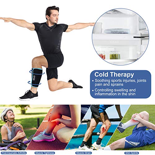 REVIX Large Ice Pack for Injuries Reusable Gel Ice Wrap for Leg and XL Shin Splint Ice Pack for Injuries Gel Cold Pack for Calf and Elbow Pain Relief