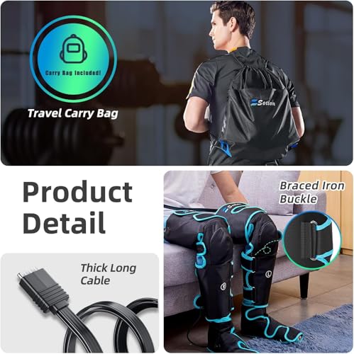 Leg Massager with Air Compression & Heat, Calf & Foot Massager for Circulation and Pain, Compression Boots with Video Wearing Guide, Update Controller with 6 Modes & 3 Heating Levels, Gift for Mom