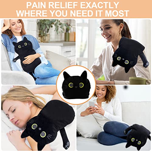 Large Microwave Heating Pad with Washable Cover 21 * 12" Microwavable Heating Pads for Cramps, Back, Neck Shoulder Pain Relief, Cordless Weighted Moist Heat Pack, Black Cat - size: Large Black Cat