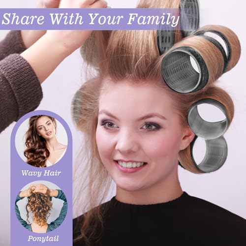 6Pcs 64mm Jumbo Hair Rollers Curlers & 6Pcs 55mm Large Hair Curlers Rollers