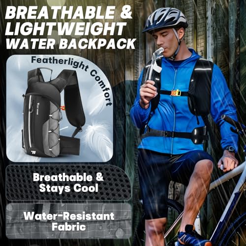 Hydration Backpack - Lightweight Water Backpack with 2L Water Bladder, Small Hiking Backpack for Running Cycling Camping Rave for Men Women - color: Gray1