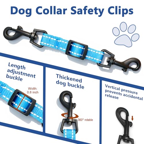 Adjustable Dog Collar Safety Backup Clip, Blue - color: Blue, size: M(7.2~8.7 in adjustable length x 0.6 in width)