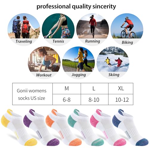 ATBITER Women's Ankle Socks Cushioned Running Athletic No Show Socks-6Pairs - color: 6pairs 6white-cute, size: 6-8