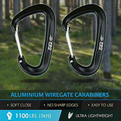 Hammock Straps and Carabiners Set | 22 Feet Total, 44+2 Loops | 1200lbs Breaking Strength (500lbs Rated) | Non-Stretch, Lightweight, Portable - Quick Setup | Heavy Duty, Tree Friendly - size: 11 Feet.
