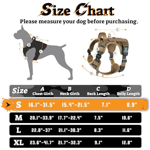 rabbitgoo Tactical Dog Harness for Small Dogs, No Pull Service Pet Vest - color: Desert Camo, size: S(Chest:16.1"-31.5",Neck:15.4"-21.6",Back:7.1")