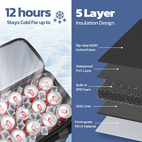 Maelstrom 24/30/60 Can Soft Cooler Bag, Double Deck Portable Ice Chest - color: Black, size: 30 Can