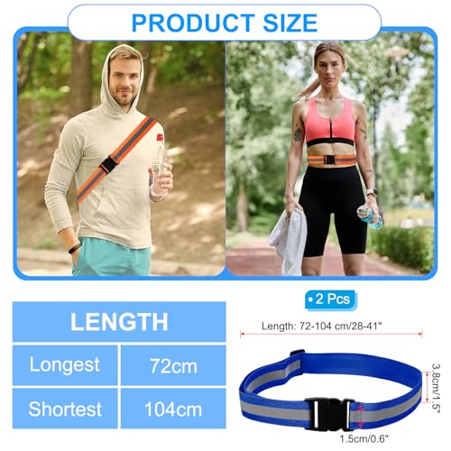 PATIKIL Adjustable Reflective Running Belt, Glow Pt Belt Sash for Cycling Walking - color: Blue, size: 1.5 Inch