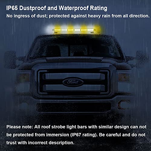 WOWTOU Rooftop Safety Flashing 56 LED Amber White Emergency Light Bar for Construction Vehicles Tow Trucks Snow Plows, Strong Magnetic Strobe Beacon Lights - color: Amber / White